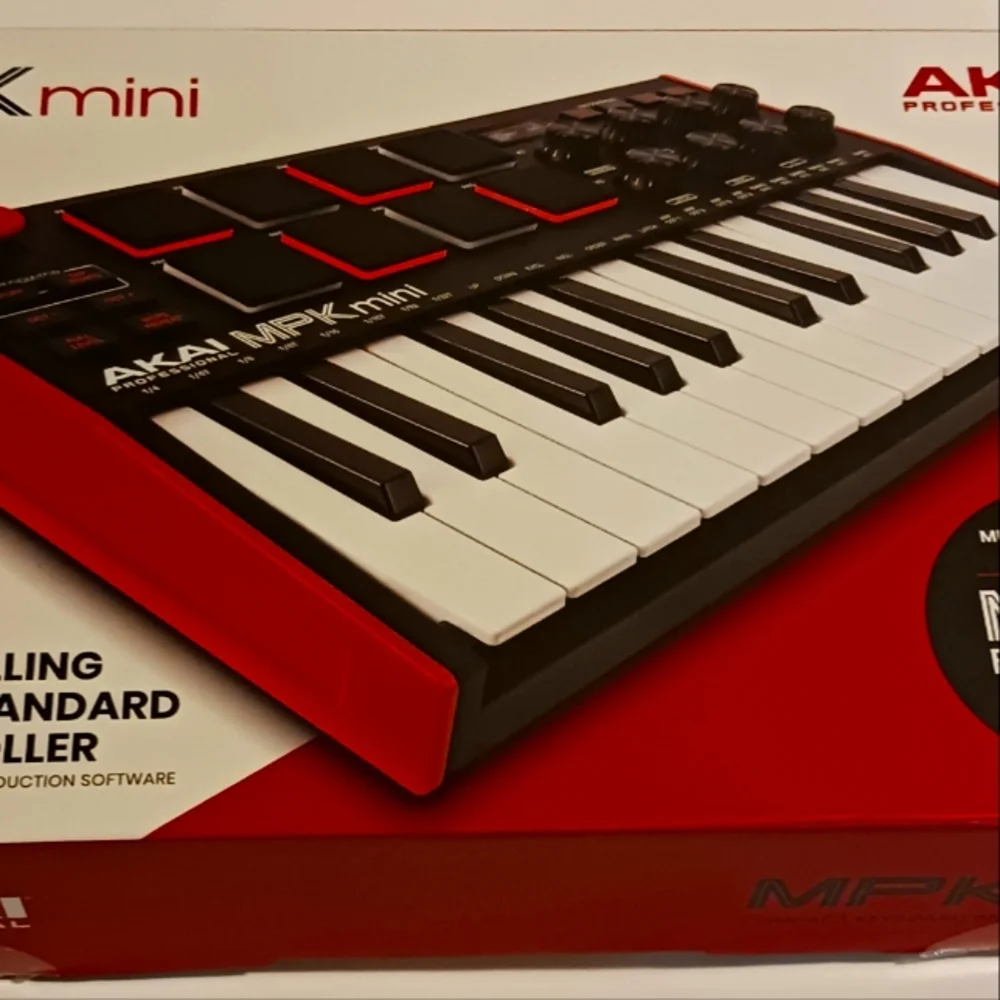 Akai (MPK Mini)MK3-(Red/Black)-(25 Key USB MIDI)-(Pre-owned)-(New Condition)-$85 - Picture 1 of 4